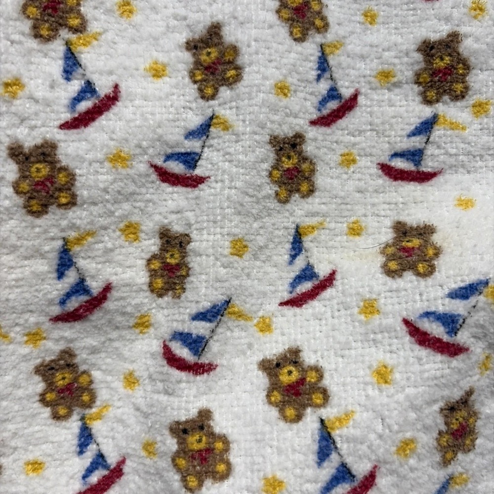 Charles Craft Cross Stitch Teddy Bears Sailboat Tea / Burp Towel Lot 3 VTG Retro
